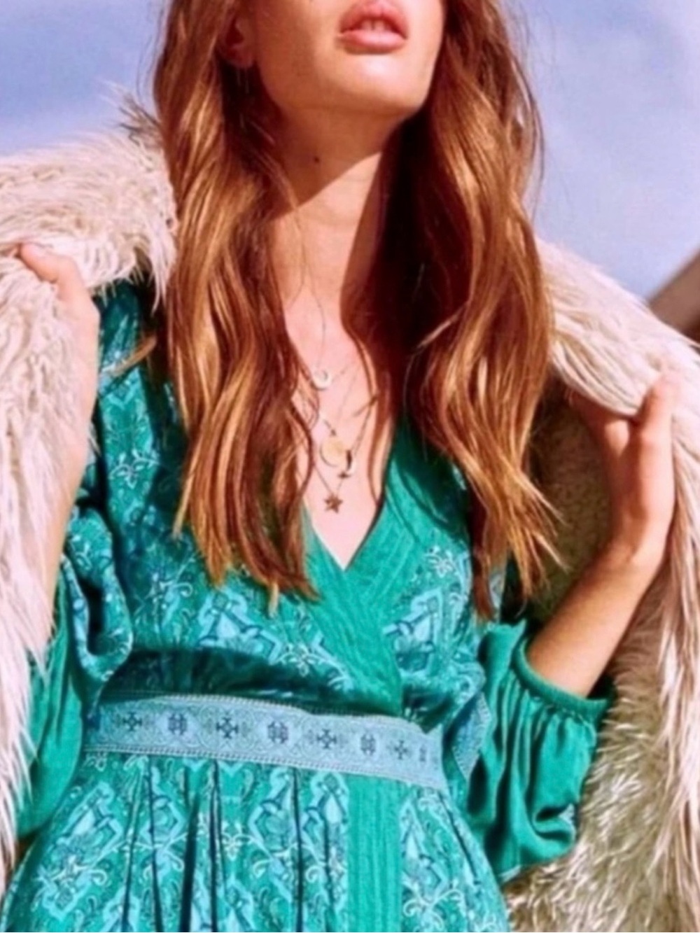 SPELL & THE GYPSY COLLECTIVE Teal Jewel Soiree Midi Dress in Emerald Sz. XS Boho - Picture 5 of 6